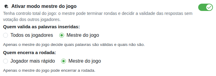 Configuração: modo anfitrião da partida