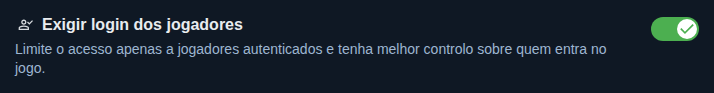 Configuração: só para jogadores logados