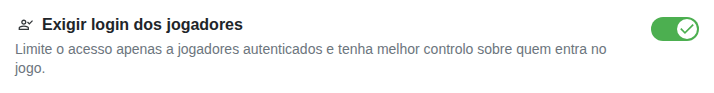 Configuração: só para jogadores logados