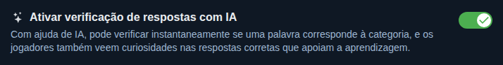 Configuração: verificação das respostas por IA