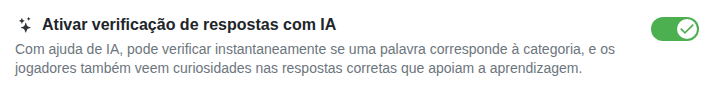 Configuração: verificação das respostas por IA