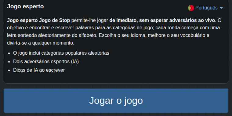 Início do jogo inteligente